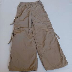 Love Tree Sz L Beige Stretch Waist Lightweight Cargo Pants Wide Or Cropped Leg